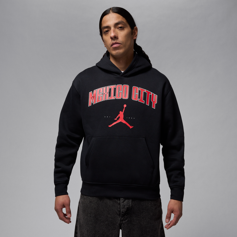 Sudadera con gorro sin cierre de tejido Fleece Mexico City para hombre Jordan Negro
