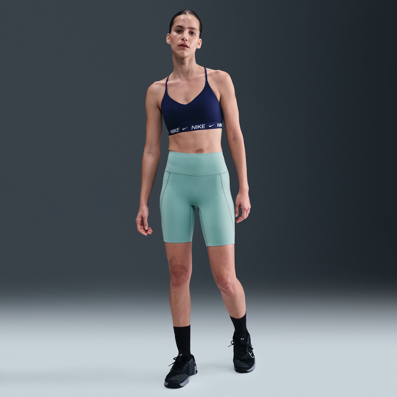 Shorts De Ciclismo De Tiro Alto De 20 Cm Sin Costura Frontal Para Mujer Nike Universa Verde