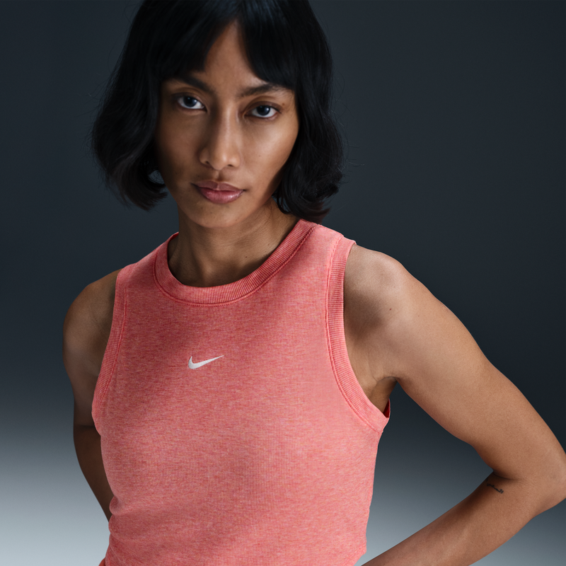 Camiseta De Tirantes De Tela De Canalé Pequeña Ajustada Cropped Para Mujer Nike Sportswear Chill Knit Naranja