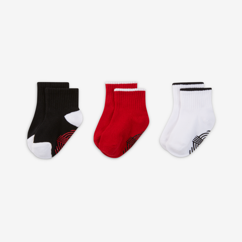 Calcetines hasta el tobillo de agarre infantiles Jordan (3 pares) Rojo