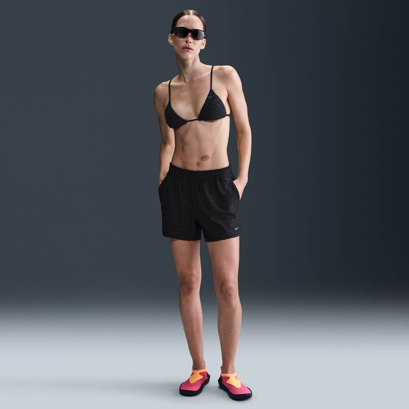 Shorts De Felpa Para Salida De Baño Para Mujer Nike Swim Swoosh Link Negro