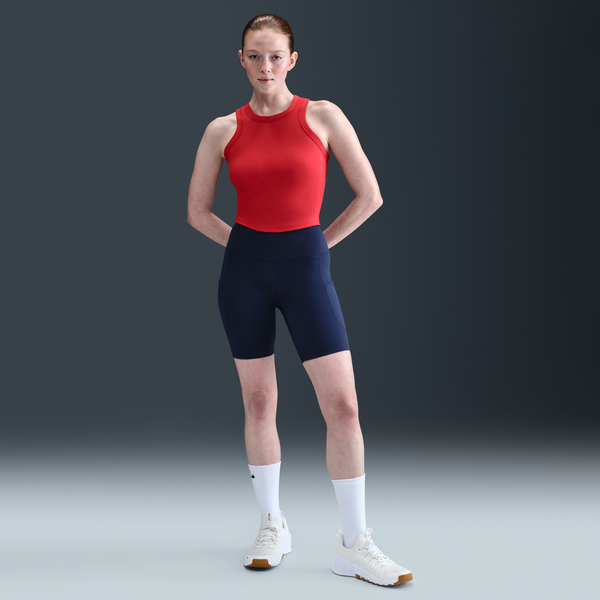 Shorts De Ciclismo Con Bolsillos De Tiro Alto De 20 Cm Para Mujer Nike One Azul