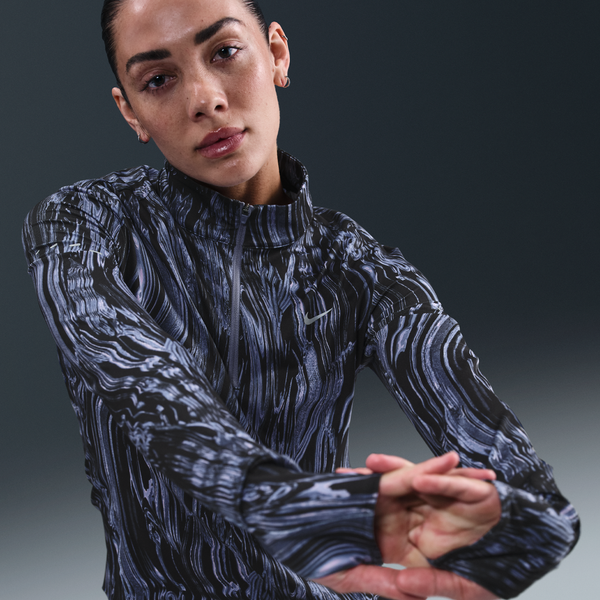 Playera De Correr Dri-Fit Uv De Medio Cierre Estampada Para Mujer Nike Swift Azul