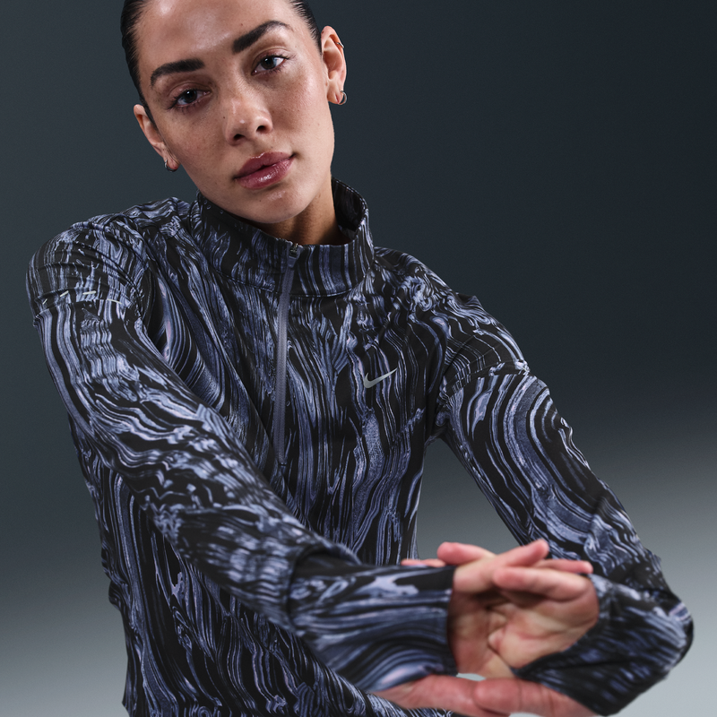 Playera De Correr Dri-Fit Uv De Medio Cierre Estampada Para Mujer Nike Swift Azul