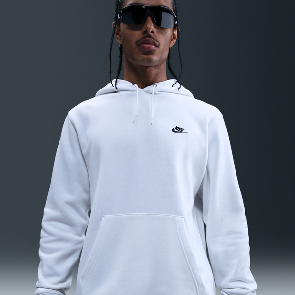 Sudadera Con Gorro Sin Cierre De Tejido Fleece Para Hombre Nike Club Blanco