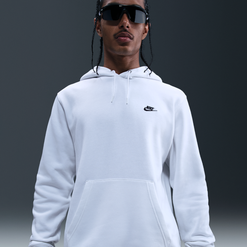 Sudadera Con Gorro Sin Cierre De Tejido Fleece Para Hombre Nike Club Blanco