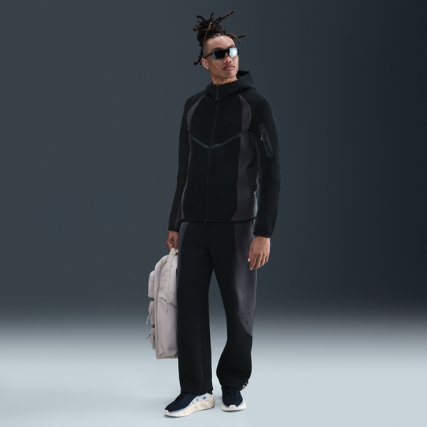 Pantalones De Tejido Fleece Con Dobladillo Abierto Y Colores Contrastantes Nike Tech Para Hombre Negro