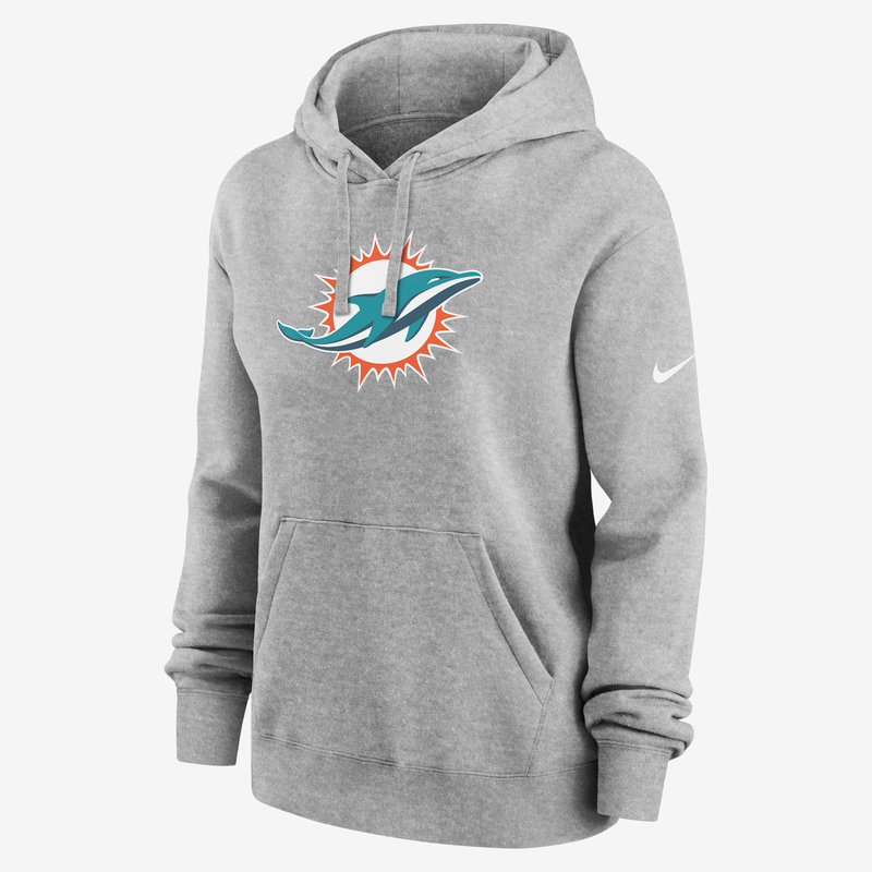 Sudadera con gorro sin cierre Nike de la NFL para mujer Miami Dolphins Club Gris