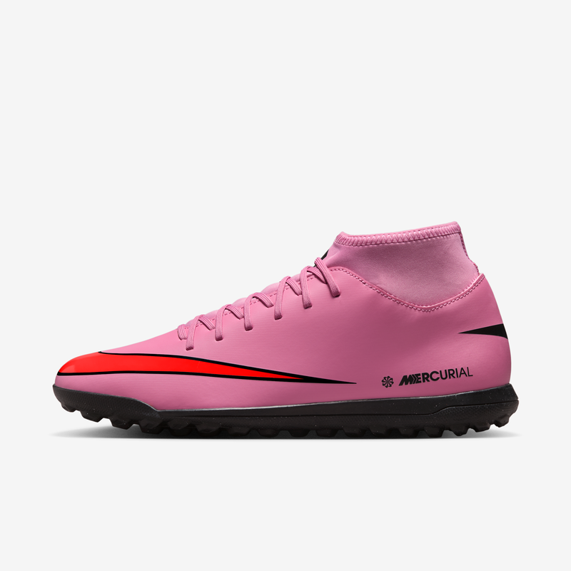 Tacos de fútbol para pasto sintético (turf) de corte high Nike Mercurial Superfly 10 Club Rosa