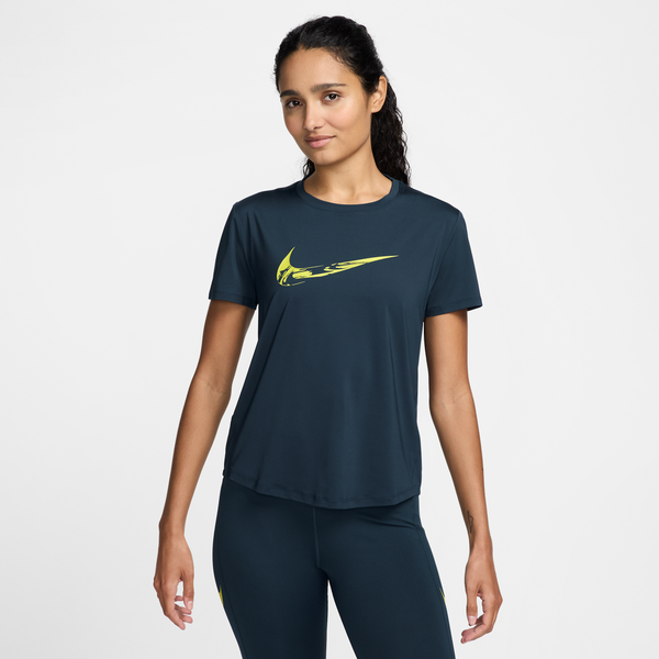 Playera De Correr De Manga Corta Dri-Fit Con Gráfico Para Mujer Nike One Azul