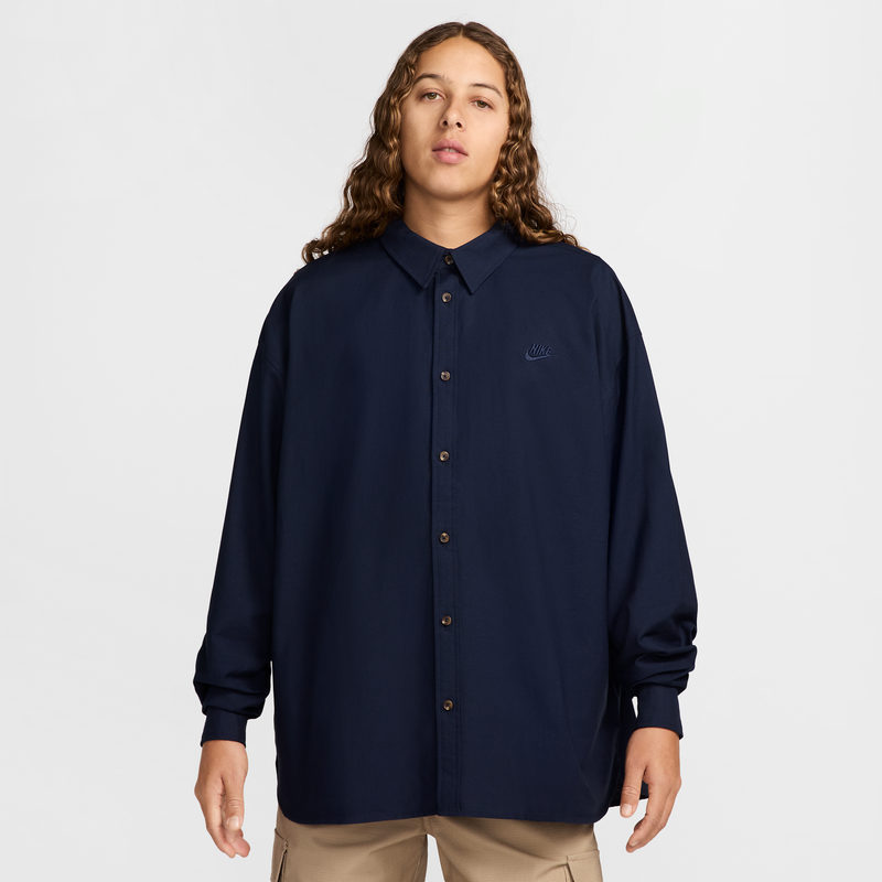 Playera De Manga Larga Oxford Oversized Para Hombre Nike Club Azul