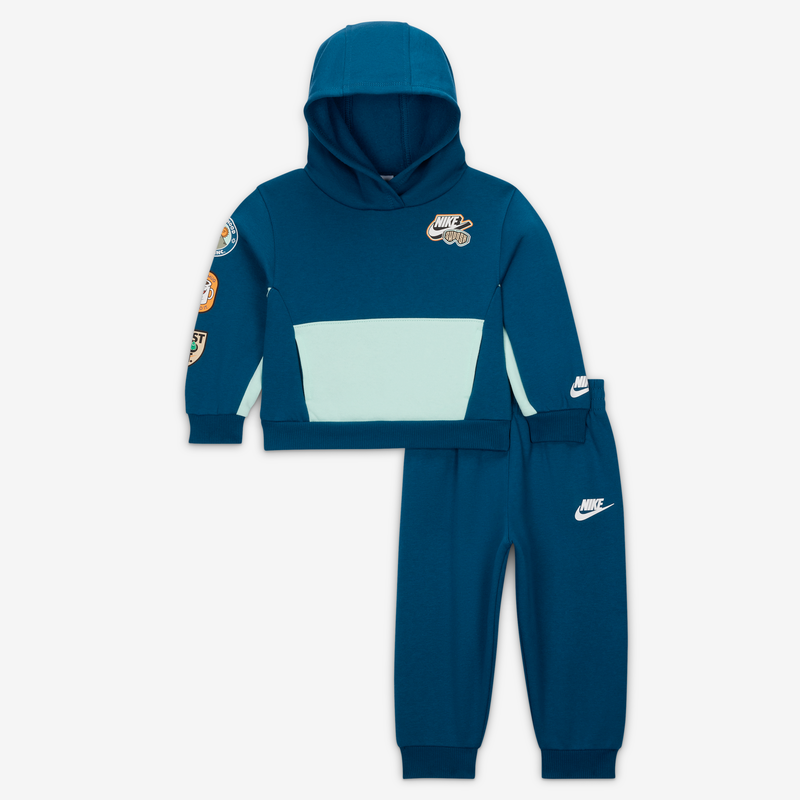 Conjunto de sudadera con gorro sin cierre y joggers de tejido Fleece para bebé (12-24 meses) Nike Azul