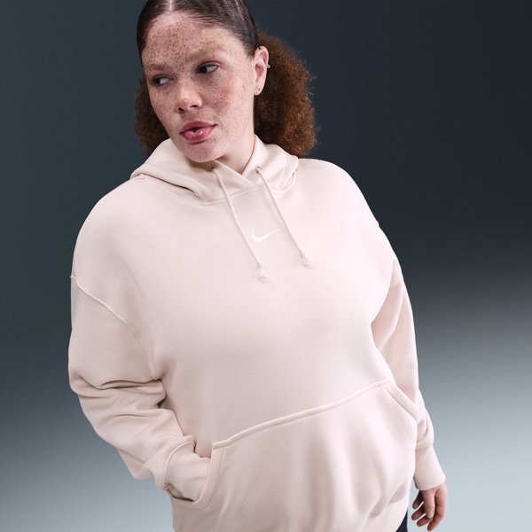 Nike Talla Grande Sudadera Con Gorro Sin Cierre Oversized De Tejido Fleece Para Mujer Sportswear Phoenix Rosa