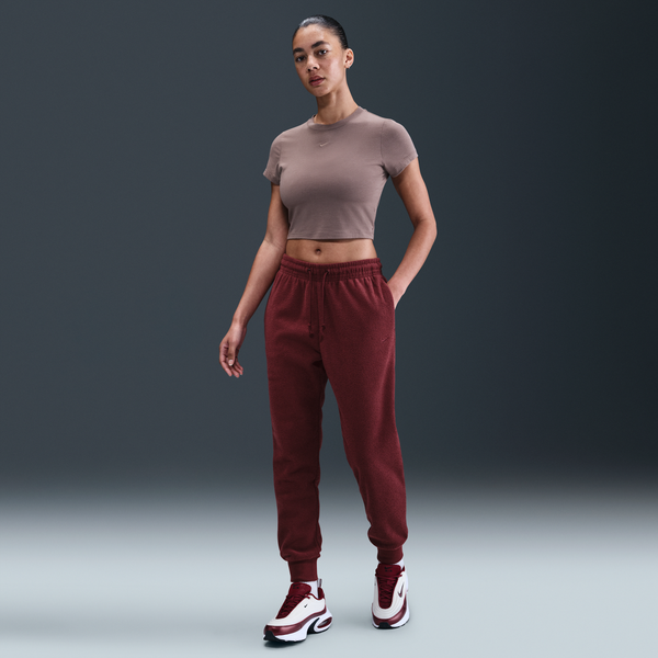 Pants De Tejido Fleece De Tiro Medio Cómodos Para Mujer Nike Sportswear Phoenix Plush Rojo