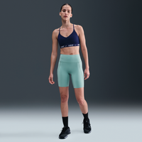 Shorts de ciclismo de tiro alto de 20 cm sin costura frontal para mujer Nike Universa Verde