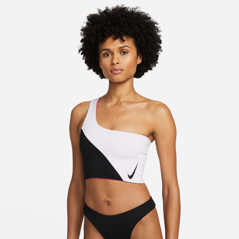 Top de bikini 3 en 1 Nike Color Block para mujer Negro