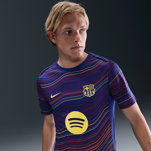 Playera De Manga Corta De Fútbol Nike Dri-Fit Para Antes Del Partido Para Hombre Fc Barcelona Academy Pro Home Azul