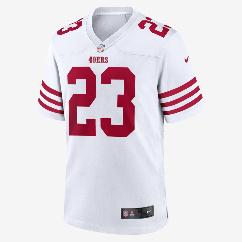 Jersey de fútbol americano para hombre NFL San Francisco 49ers (Christian McCaffrey) Blanco