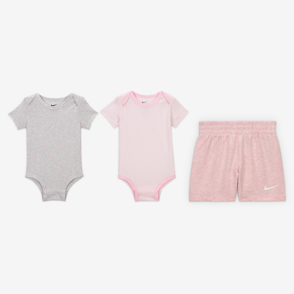 Conjunto De Tres Piezas Swooshfetti A Rayas Para Bebé (0-9 Meses) Nike Essentials Rosa