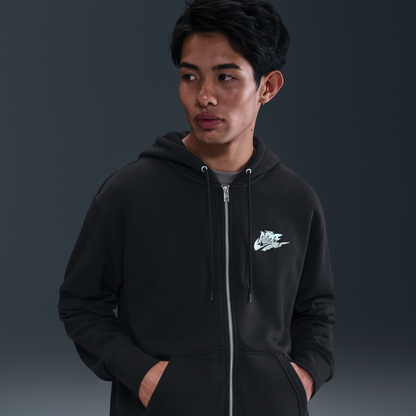 Sudadera Con Gorro De Cierre Completo De French Terry Para Hombre Nike Sportswear Club Negro