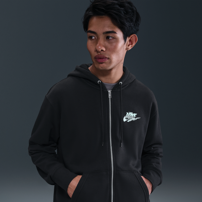 Sudadera Con Gorro De Cierre Completo De French Terry Para Hombre Nike Sportswear Club Negro