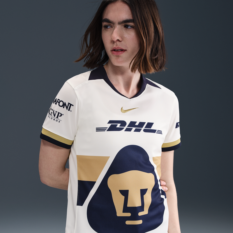 Jersey De Fútbol Nike Dri-Fit Replica De Los Pumas Unam Local 2025/26 Stadium Para Mujer Blanco
