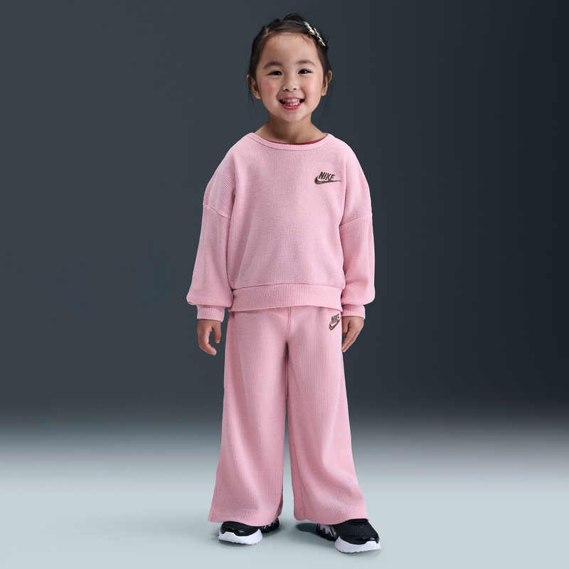 Conjunto de 2 piezas de lúrex tipo waffle infantil Nike Rosa