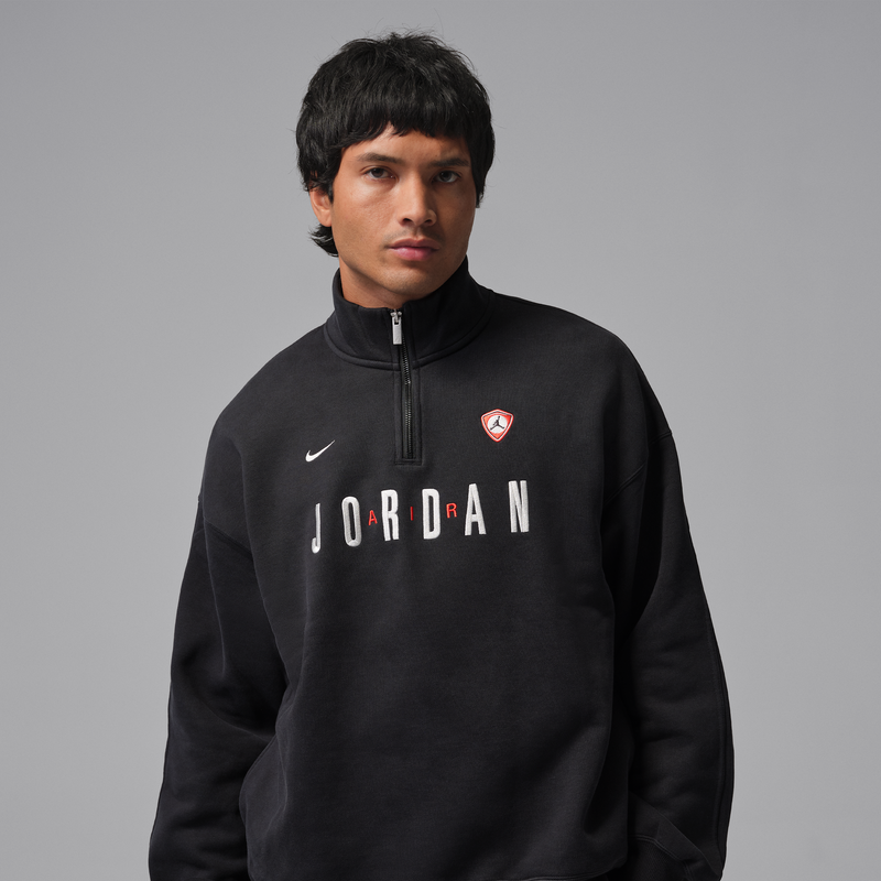 Sudadera de tejido Fleece con gráfico de cierre de 1/4 para hombre Jordan Flight Negro