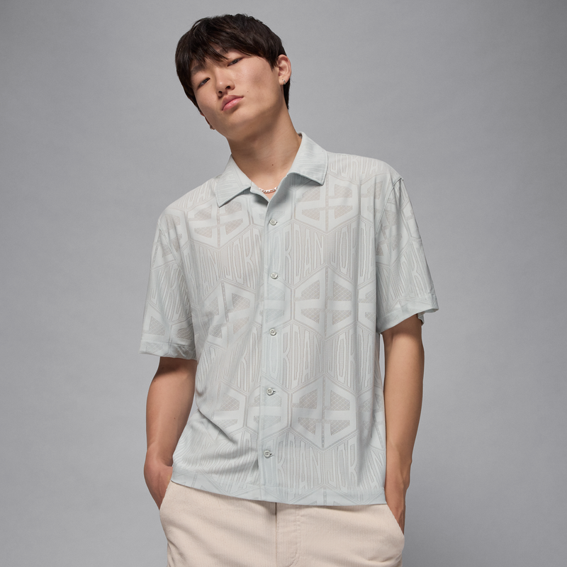 Playera de tejido Knit de manga corta para hombre Jordan Flight Gris