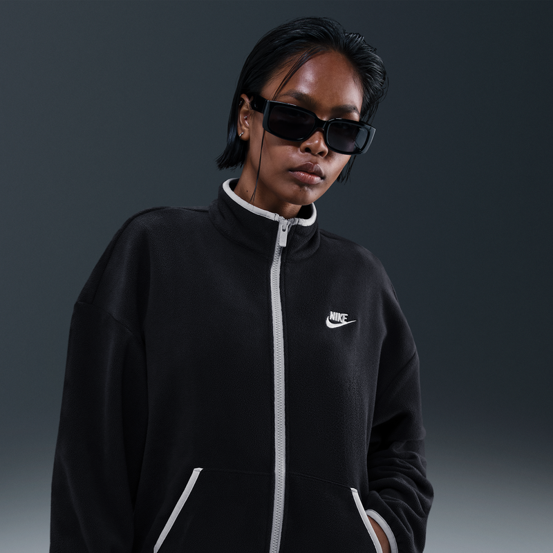 Chamarra Deportiva Cómoda Y Holgada De Cierre Completo Para Mujer Nike Sportswear Club Fleece Negro