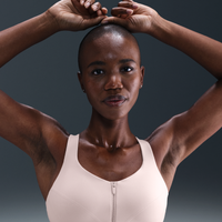 Bra deportivo con almohadillas y cierre frontal para mujer Nike Indy High Support Rosa