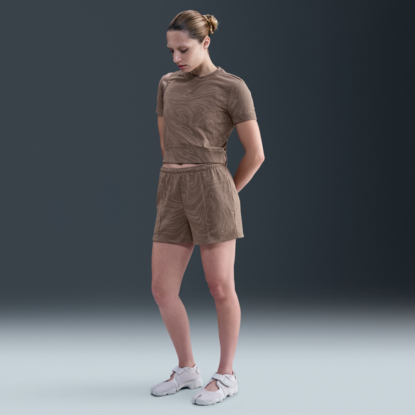 Shorts De French Terry Con Estampado De Tiro Medio Para Mujer Nike Sportswear Chill Terry Marrón