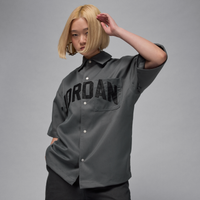Camisa de manga corta de tejido Woven para mujer Jordan Flight Gris