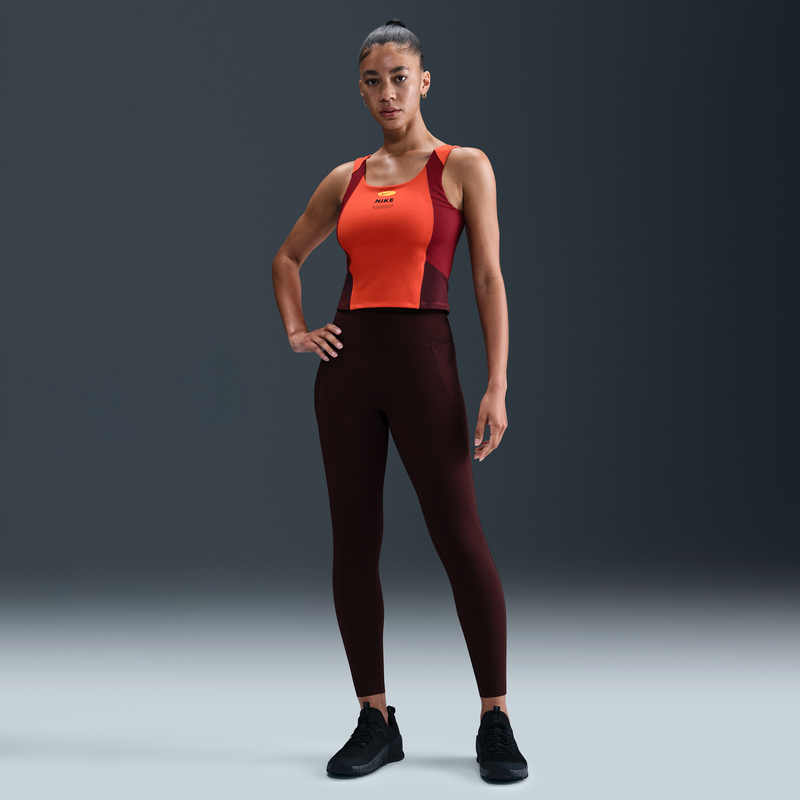 Leggings de cintura alta sin costura delantera de 7/8 para mujer Nike Universa Rojo