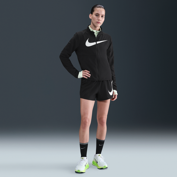 Shorts De Correr Dri-Fit De Tiro Medio Holgados De 8 Cm Con Forro De Ropa Interior Para Mujer Nike One Swoosh Negro