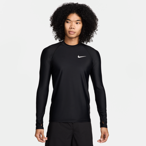 Rashguard De Manga Larga Para Hombre Nike Swim Whitewater Negro