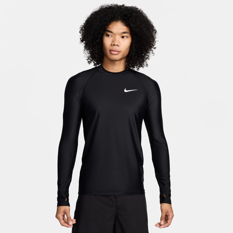 Rashguard De Manga Larga Para Hombre Nike Swim Whitewater Negro