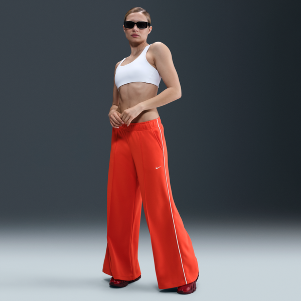 Pants Deportivos De Tiro Medio Y Pierna Amplia Para Mujer Nike Sportswear Rojo
