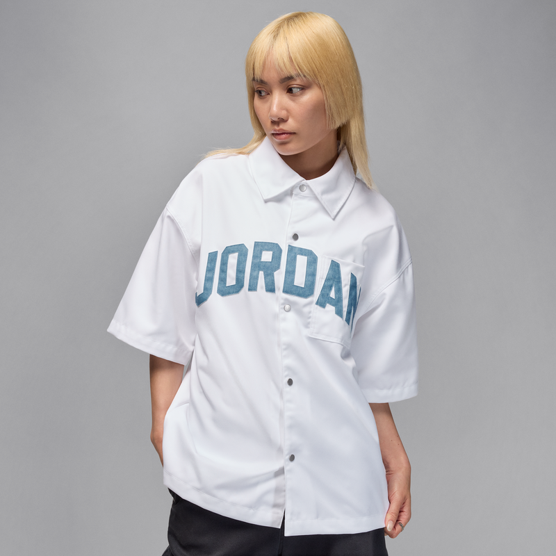 Camisa De Manga Corta De Tejido Woven Para Mujer Jordan Flight Blanco