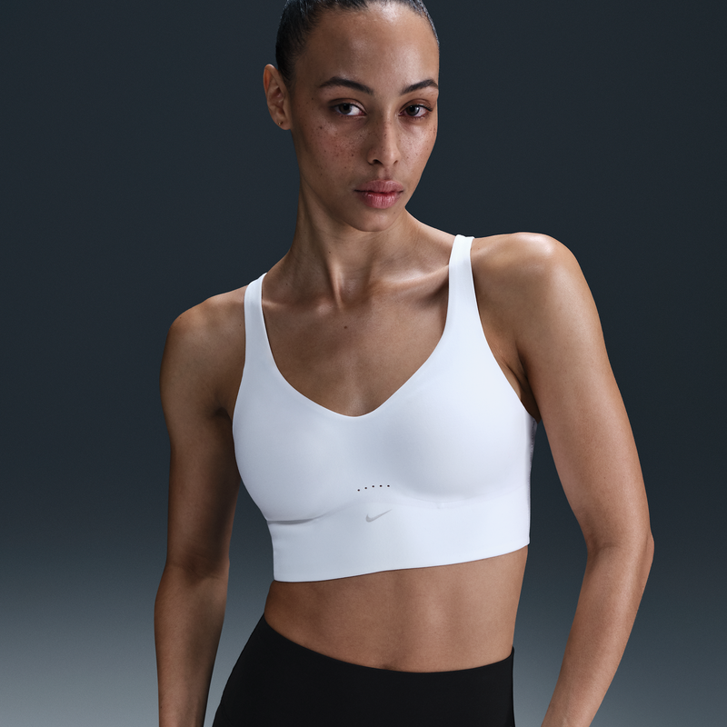 Bra Deportivo De Talle Largo Con Almohadillas Para Mujer Nike Alate Blanco