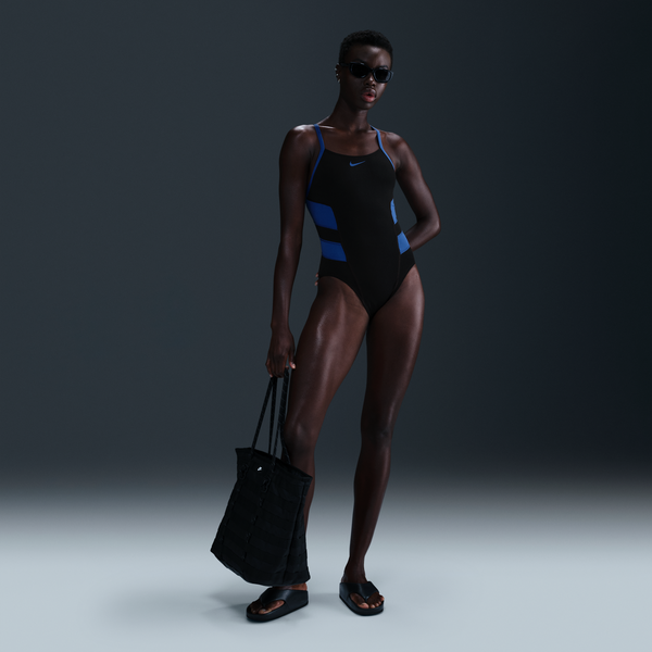 Traje De Baño De Una Pieza Con Espalda Deportiva Para Mujer Nike Swim Hydrastrong Vex Color-Block Azul