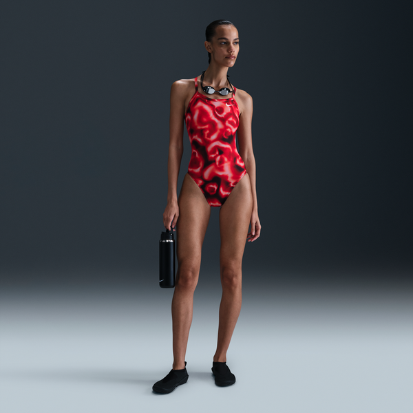 Traje De Baño De Una Pieza Con Espalda Deportiva Para Mujer Nike Hydrastrong Rojo