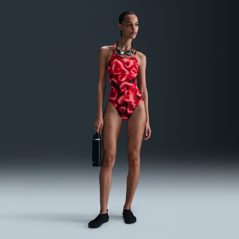 Traje De Baño De Una Pieza Con Espalda Deportiva Para Mujer Nike Hydrastrong Rojo