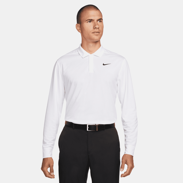 Polo De Golf De Manga Larga Para Hombre Nike Dri-Fit Victory Blanco