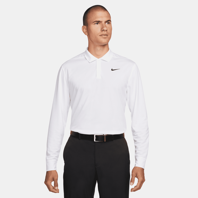 Polo De Golf De Manga Larga Para Hombre Nike Dri-Fit Victory Blanco