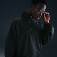 Playera de sarga oversized con cierre de un cuarto para mujer Nike Sportswear Collection Negro