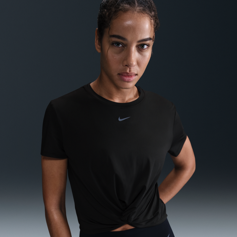 Playera De Manga Corta Dri-Fit Para Mujer Nike One Classic Twist Negro