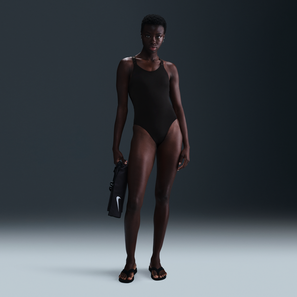 Traje De Baño De Una Pieza Con Espalda Deportiva Hydralock Para Mujer Nike Swim Fusion Negro