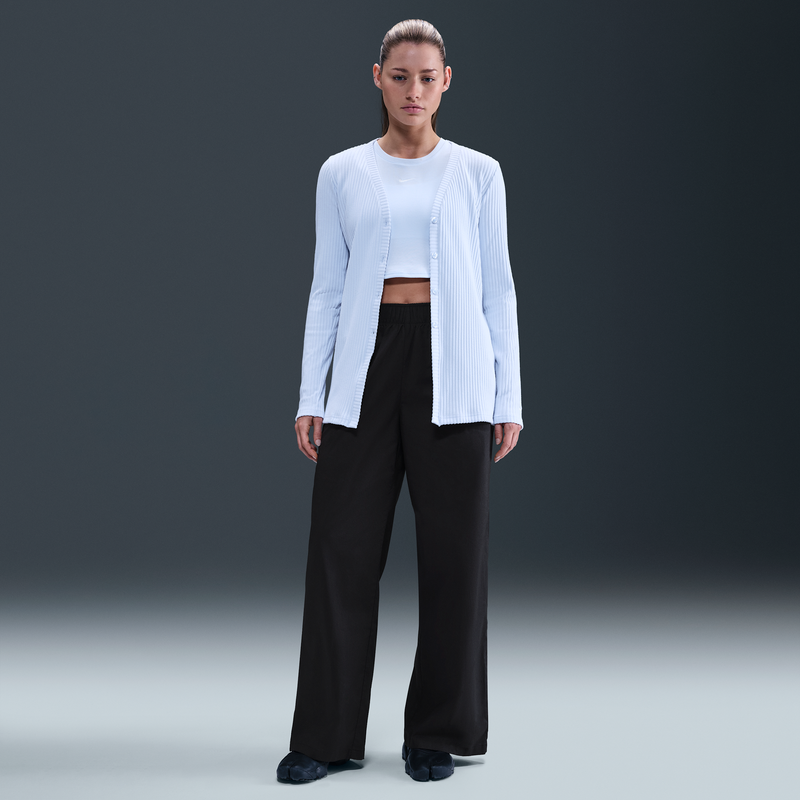 Pants De Tiro Alto Con Dobladillo Abierto Holgados Para Mujer Nike Sportswear Chill Poplin Negro