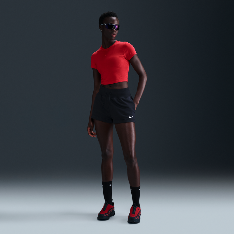 Shorts De French Terry De Tiro Alto Para Mujer Nike Sportswear Phoenix Fleece Negro